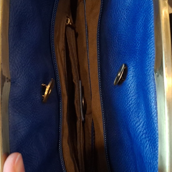 Darling Royal Blue Vegan Leather & Lace Overlay Purse Crossbody Bag - Picture 6 of 12